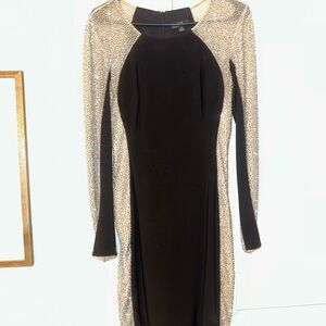 Aqua Long Sleeve Dress with Black and Silver Accents